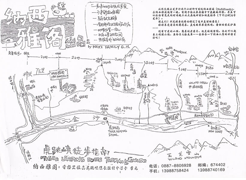 Tiger Leaping Gorge Hiking Map
