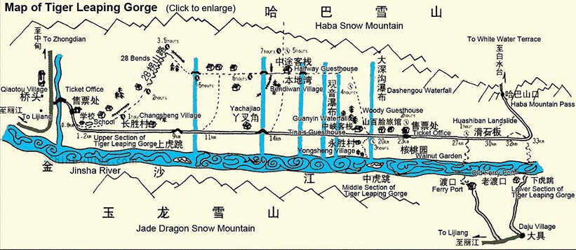 Tiger Leaping Gorge Hiking Map
