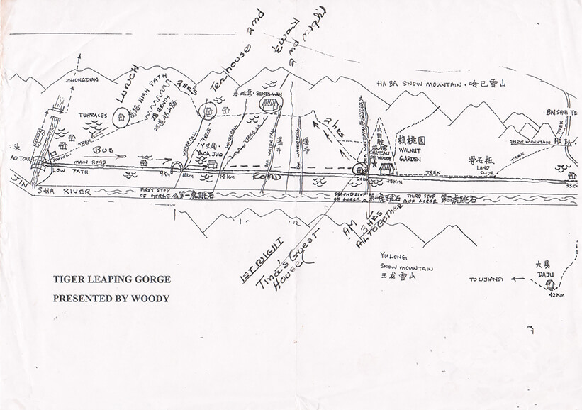 Tiger Leaping Gorge Hiking Map