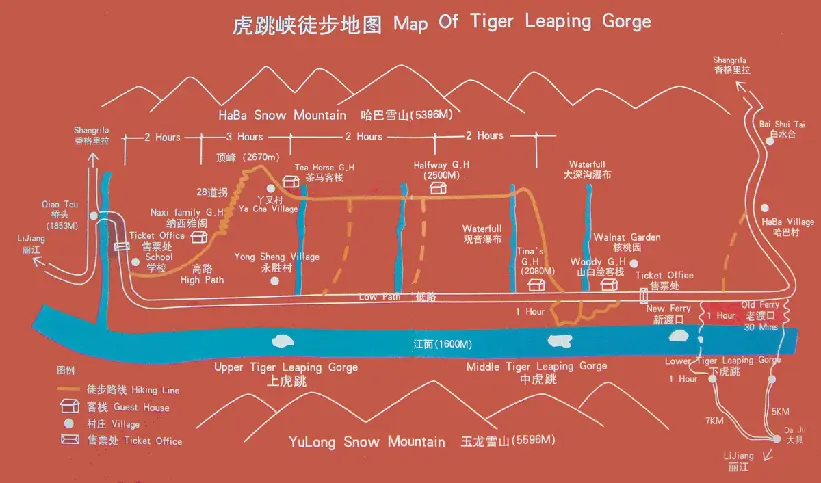 Tiger Leaping Gorge Hiking Map