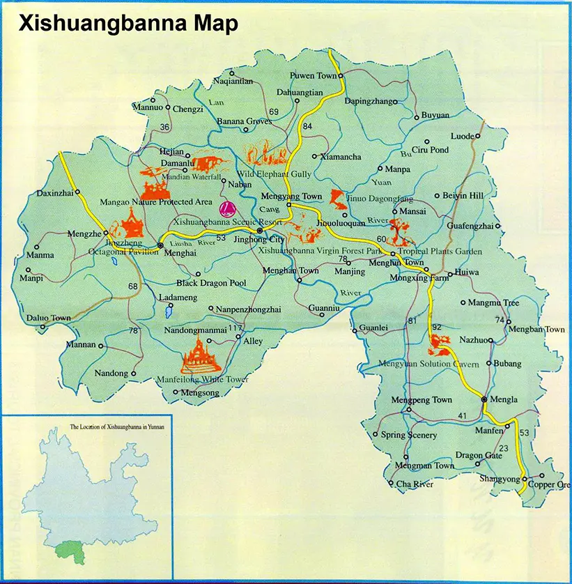Xishuangbanna Tourist Map