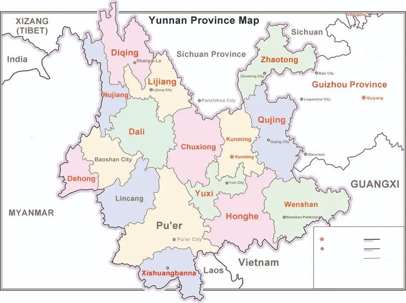 Xishuangbanna's Location on a Yunnan Map
